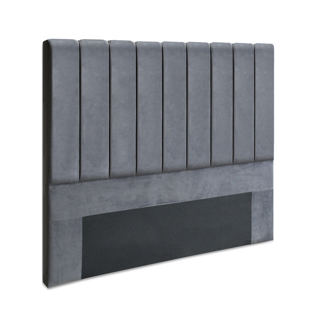 Artiss Bed Head Headboard Queen Velvet - VELA Grey-0