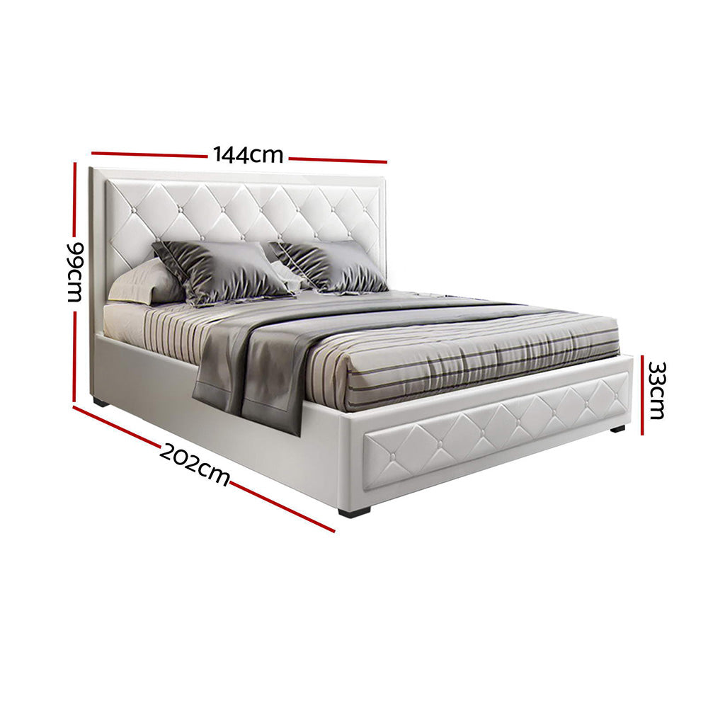 Artiss Bed Frame Double Size Gas Lift White TIYO-1