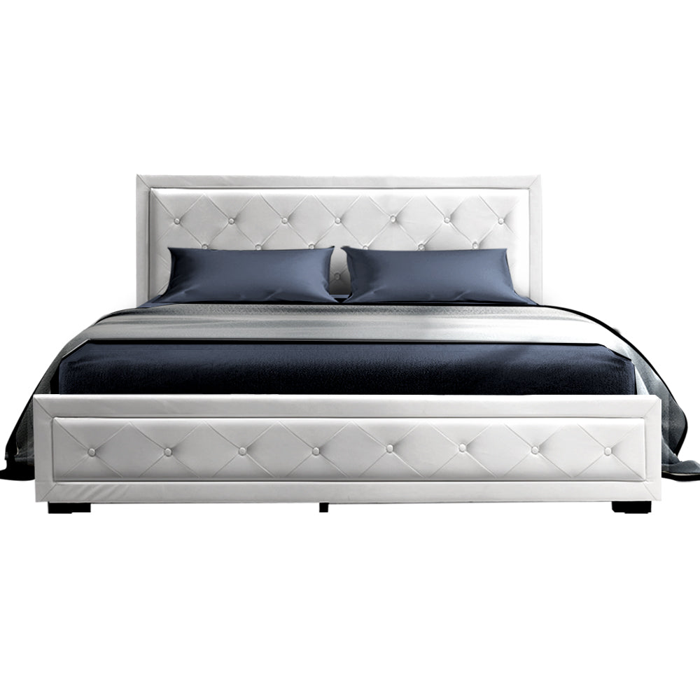 Artiss Bed Frame Double Size Gas Lift White TIYO-2