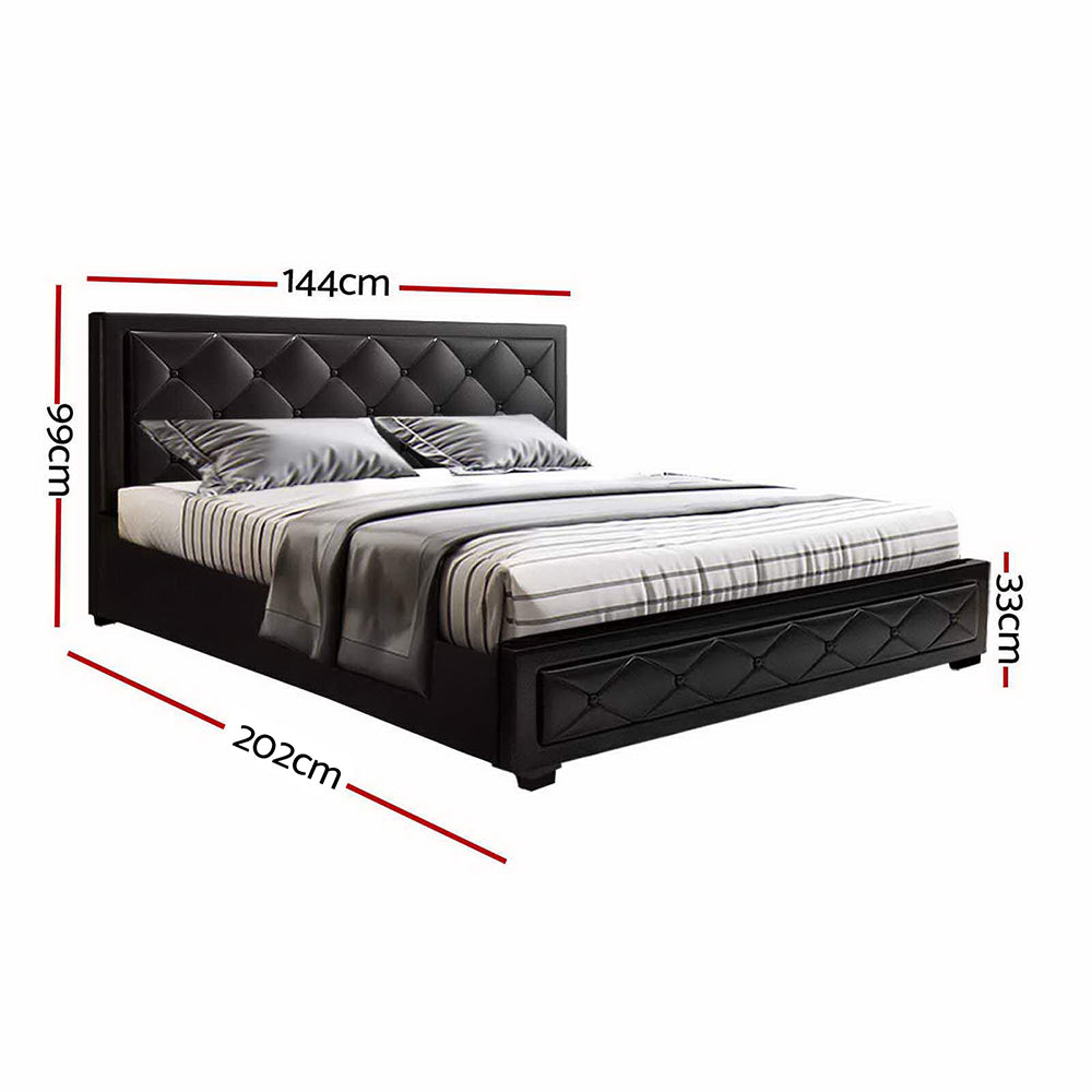 Artiss Bed Frame Double Size Gas Lift Black TIYO-1