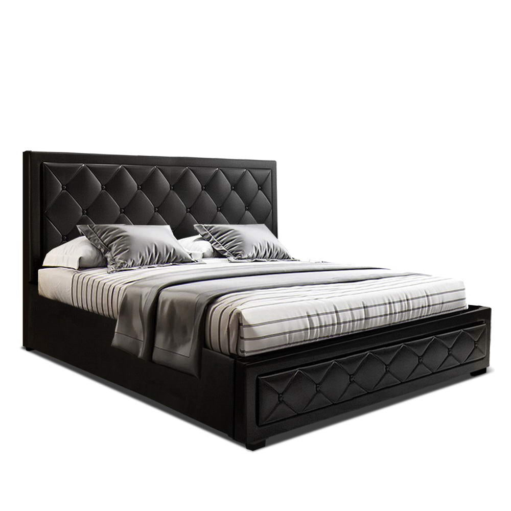 Artiss Bed Frame Queen Size Gas Lift Black TIYO-0