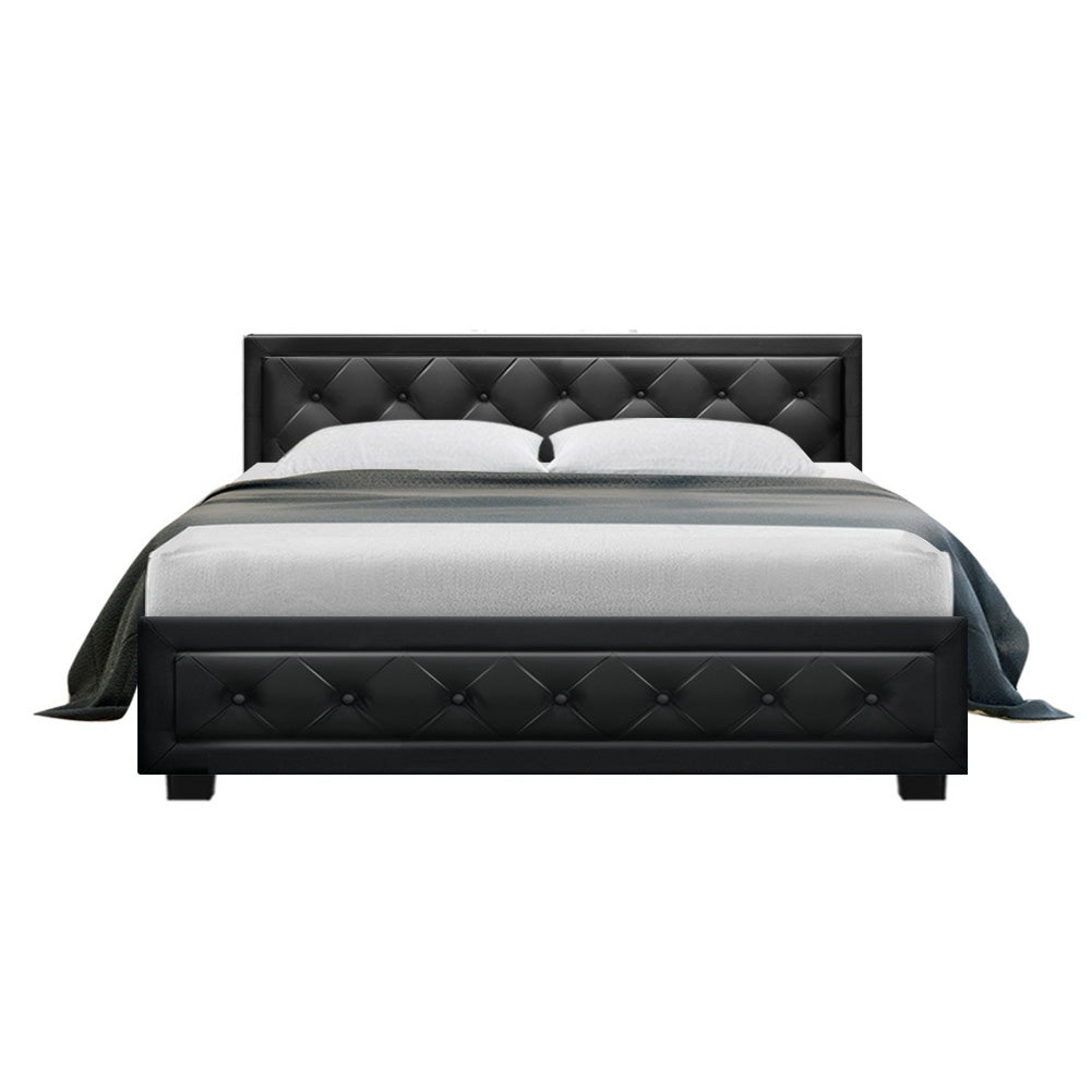 Artiss Bed Frame Queen Size Gas Lift Black TIYO-2