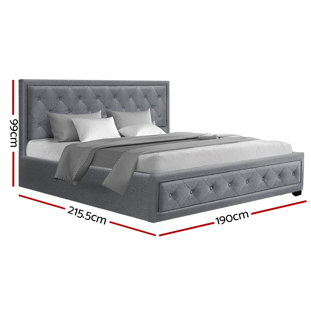 Artiss Bed Frame King Size Gas Lift Grey TIYO-1