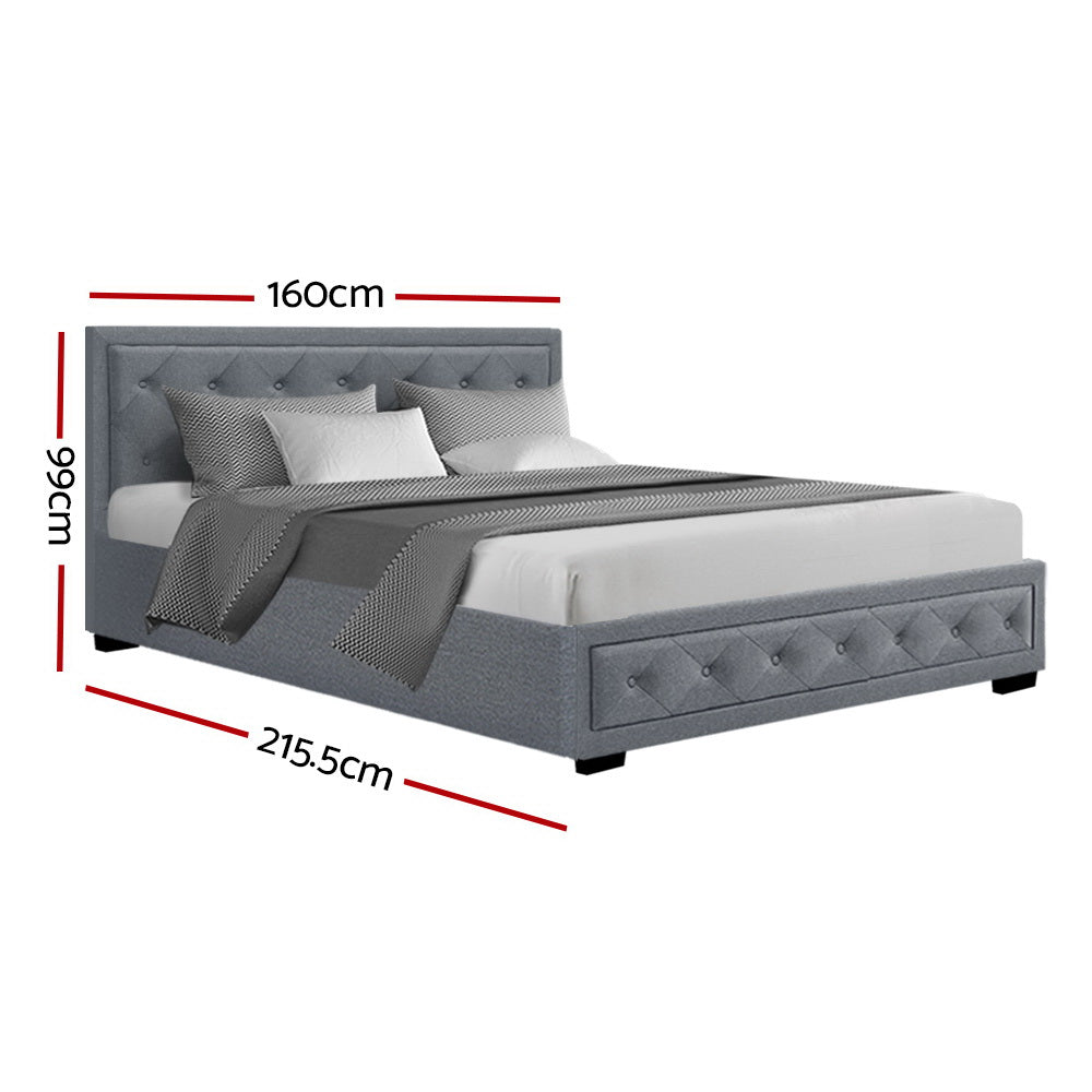 Artiss Bed Frame Queen Size Gas Lift Grey TIYO-1