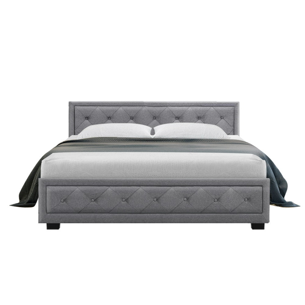 Artiss Bed Frame Queen Size Gas Lift Grey TIYO-2