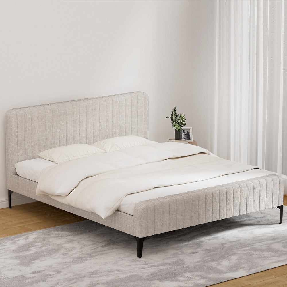 Artiss Bed Frame King Size Beige AMMY-6