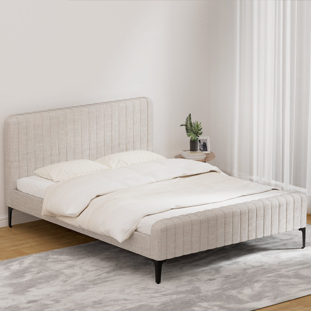 Artiss Bed Frame Queen Size Beige AMMY-6