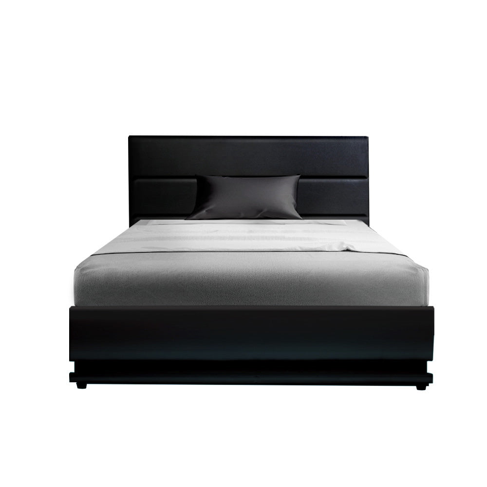 Artiss Bed Frame King Single Size LED Gas Lift Black LUMI-2