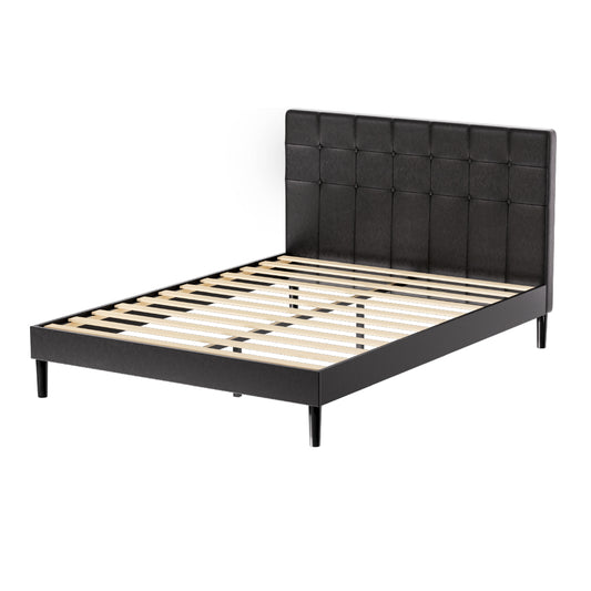 Artiss Bed Frame Double Size LED Black RAVI-0