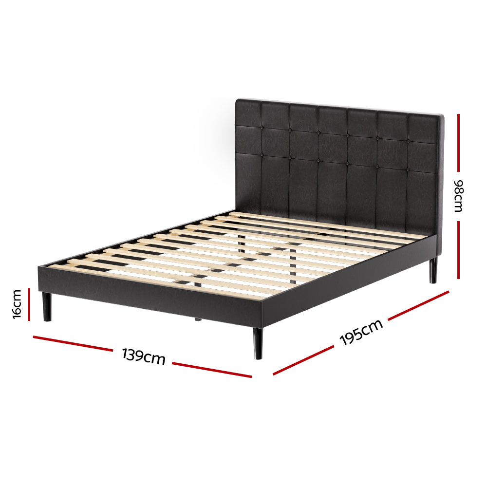 Artiss Bed Frame Double Size LED Black RAVI-1