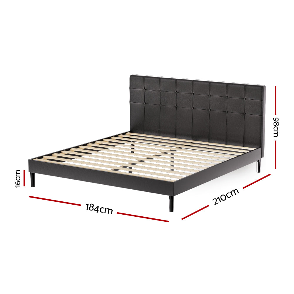 Artiss Bed Frame King Size LED Black RAVI-1