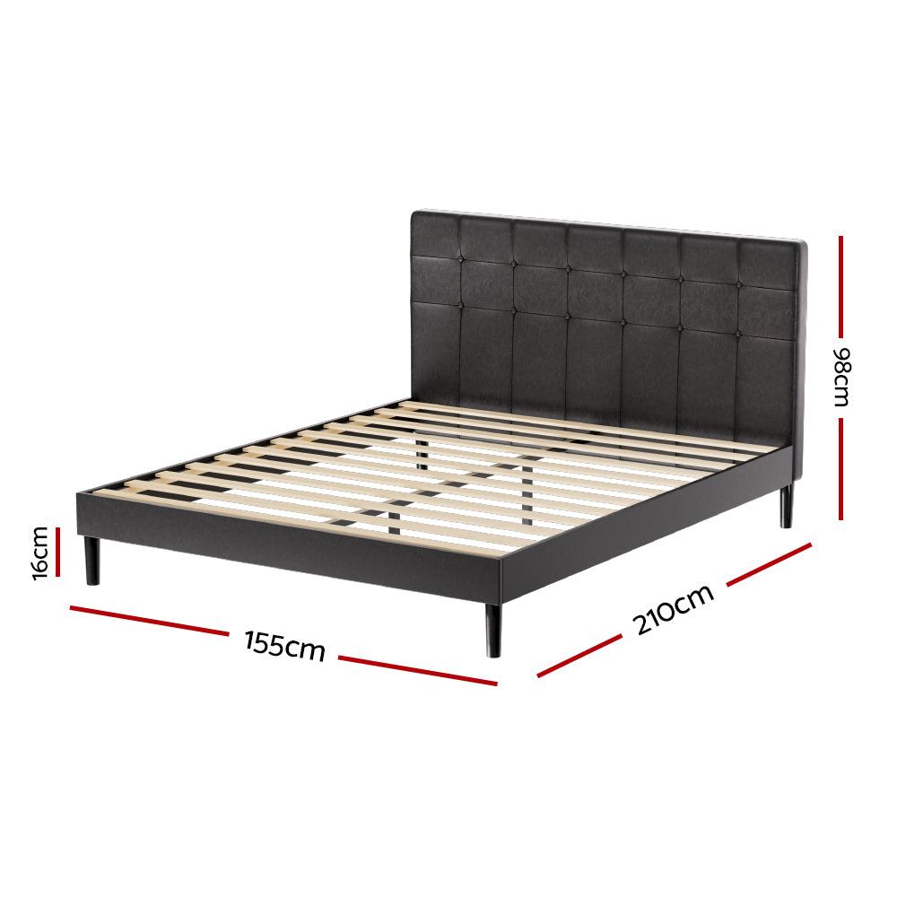 Artiss Bed Frame Queen Size LED Black RAVI-1