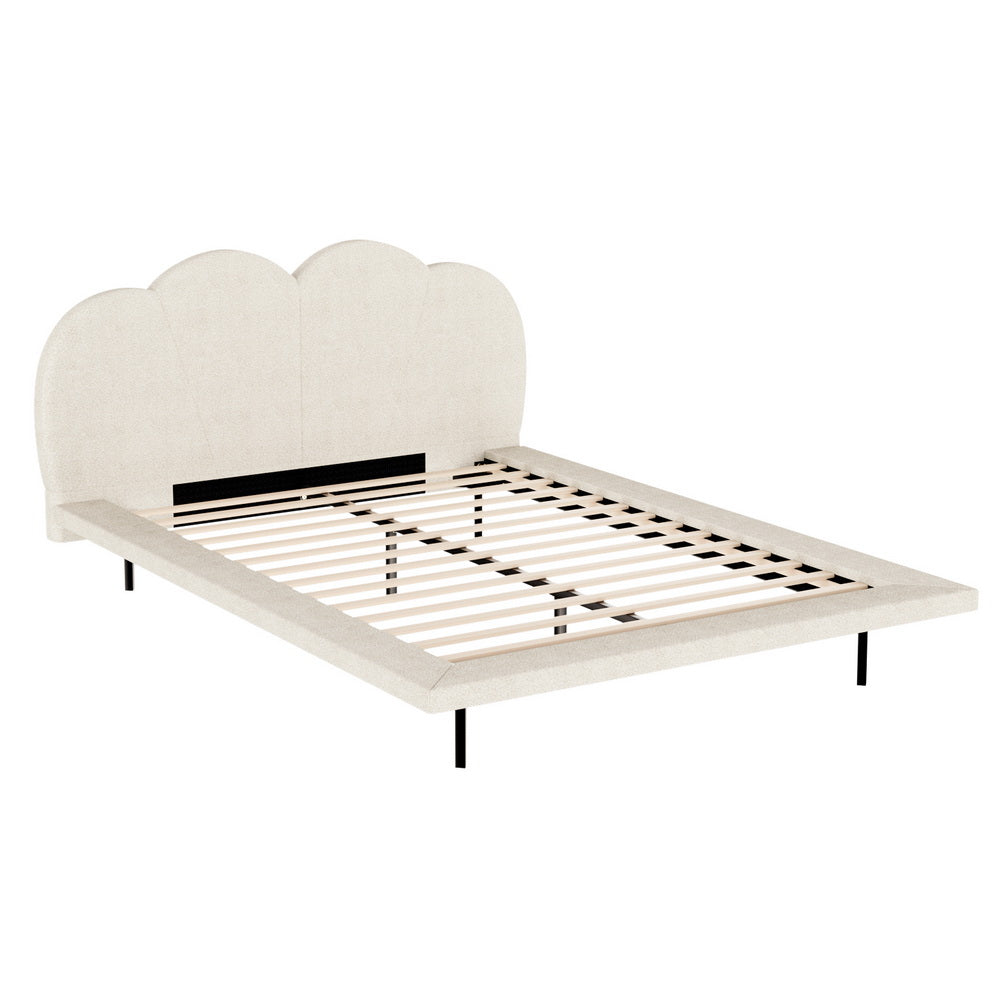 Artiss Bed Frame Queen Size Boucle Beige SASA-0