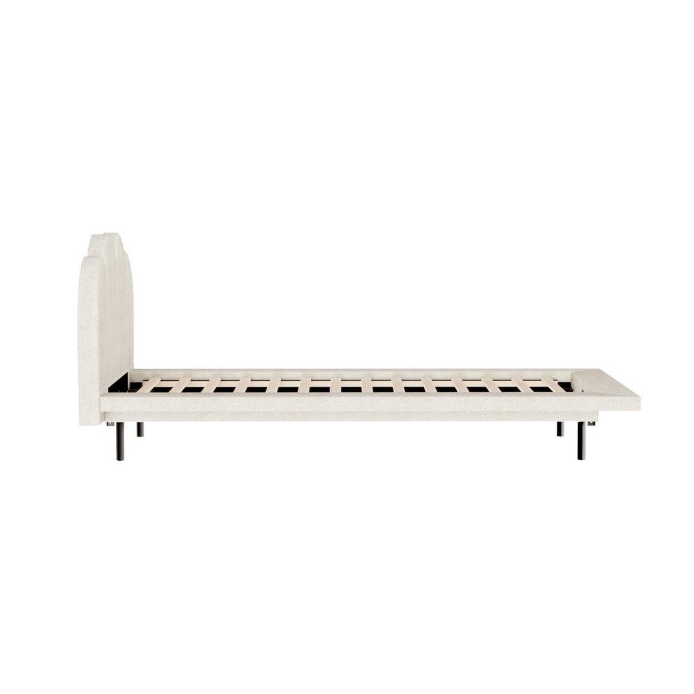 Artiss Bed Frame Single Size Boucle Beige SASA-2