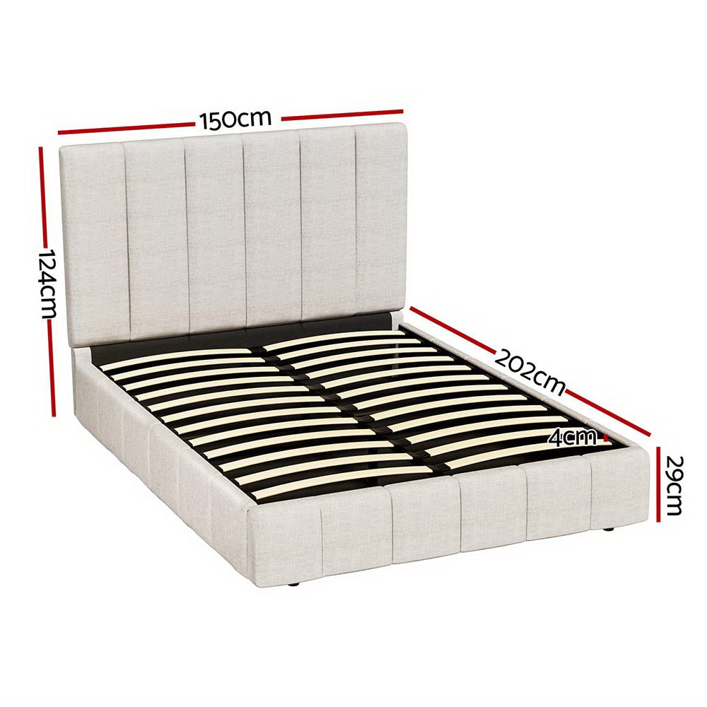 Artiss Bed Frame Double Size Beige TETTE-1