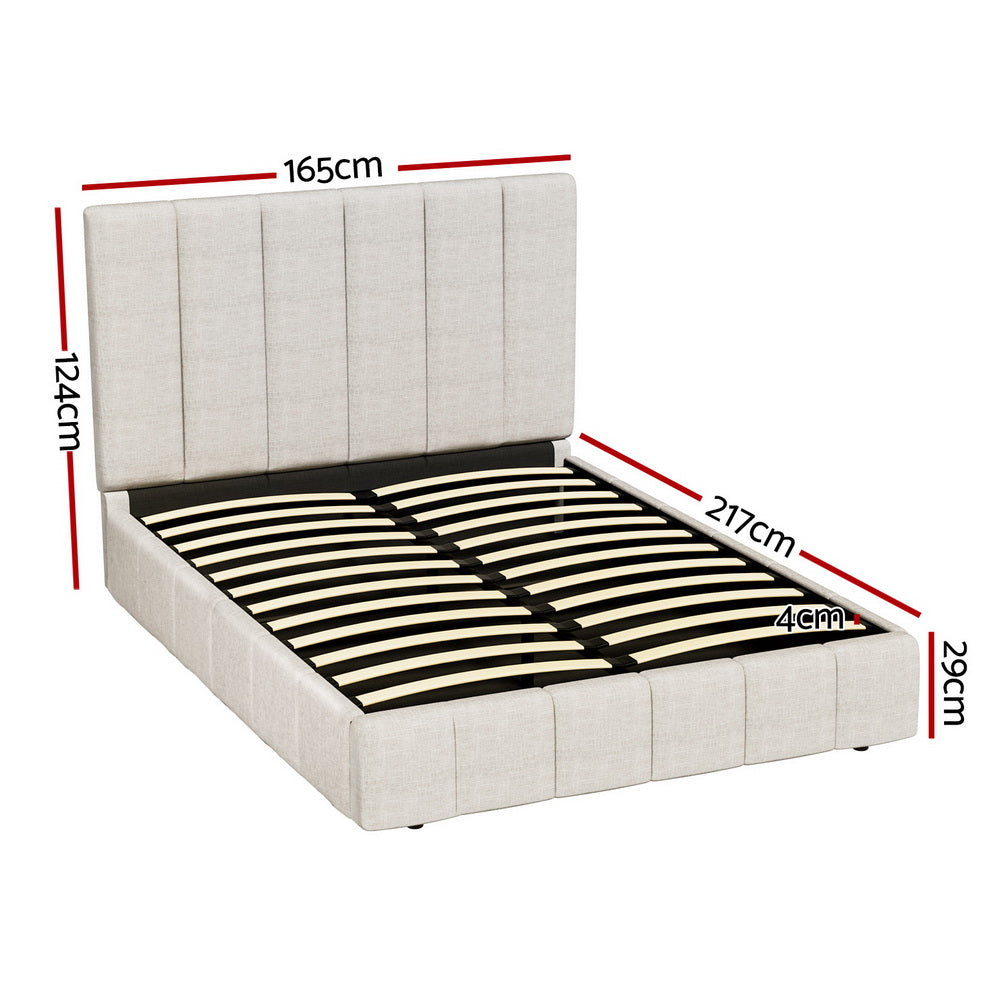 Artiss Bed Frame Queen Size Beige TETTE-1