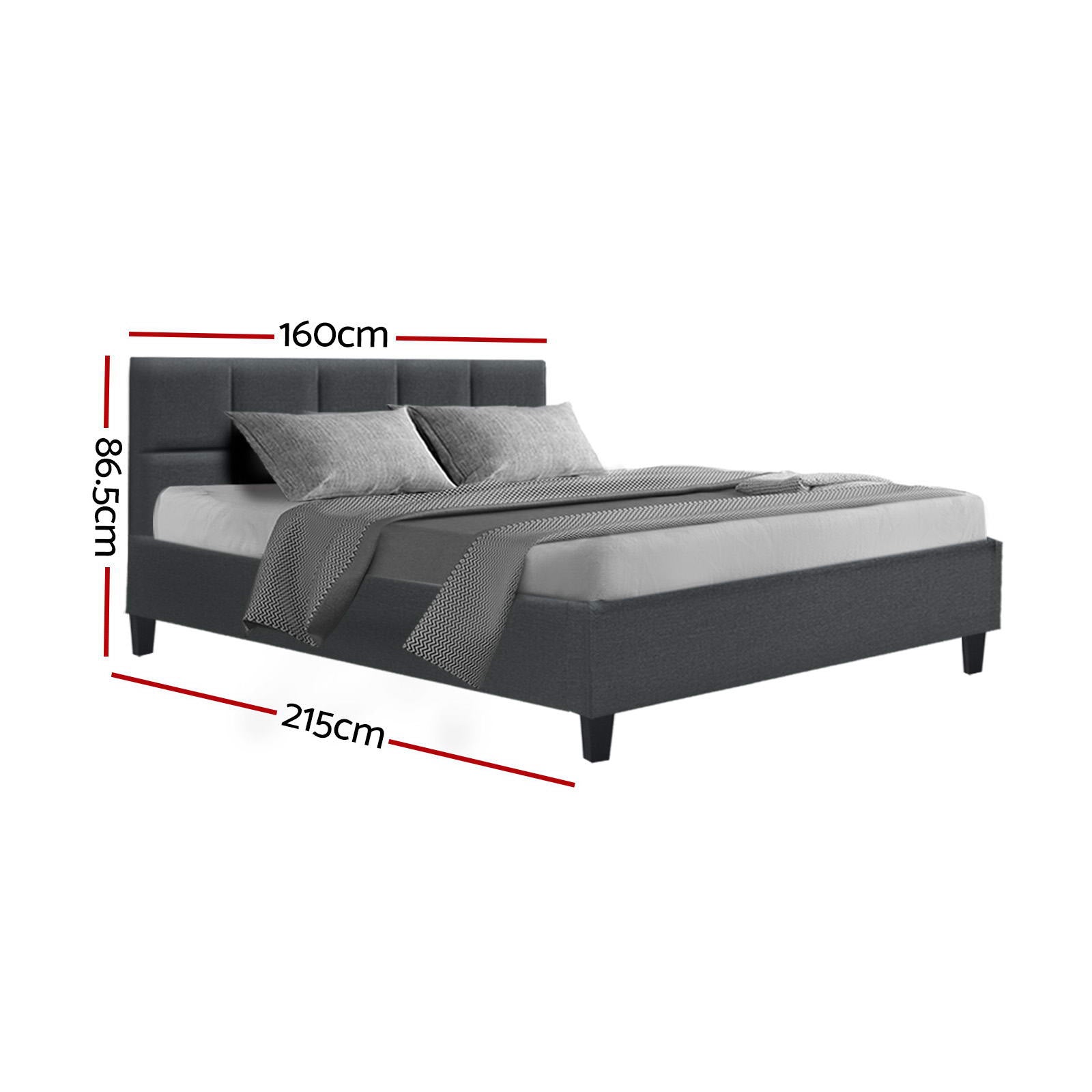 Artiss Bed Frame Queen Size Charcoal TINO-2