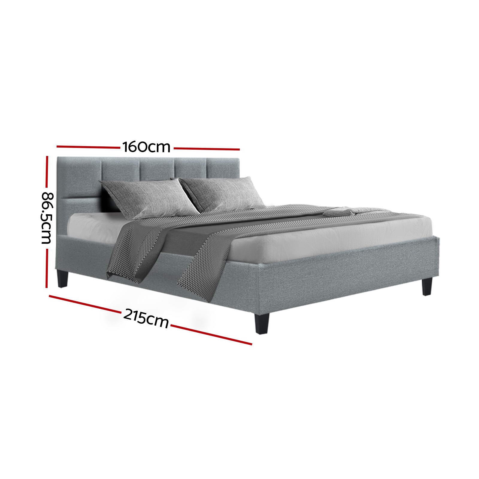 Artiss Bed Frame Queen Size Grey TINO-2