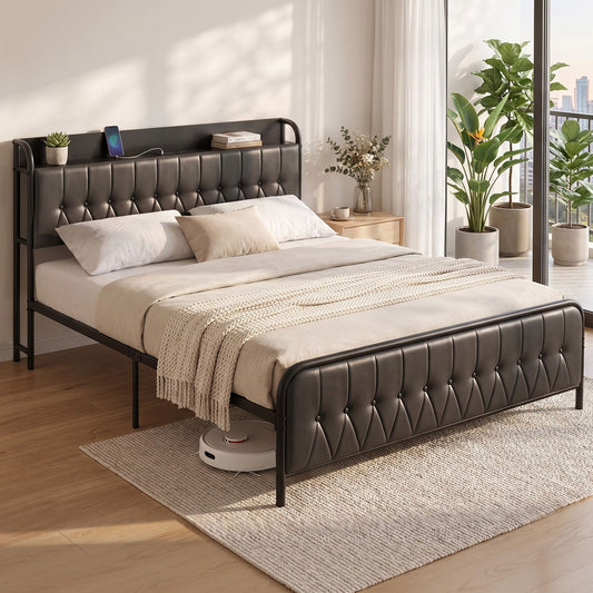 Artiss King Bed Frame with Storage Headboard SAA Certified Charging Station