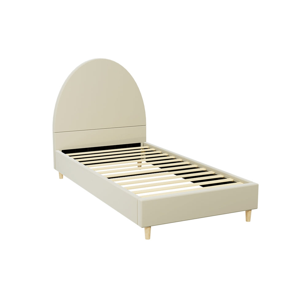 Artiss Bed Frame Single Size Velvet Cream ELLA-0