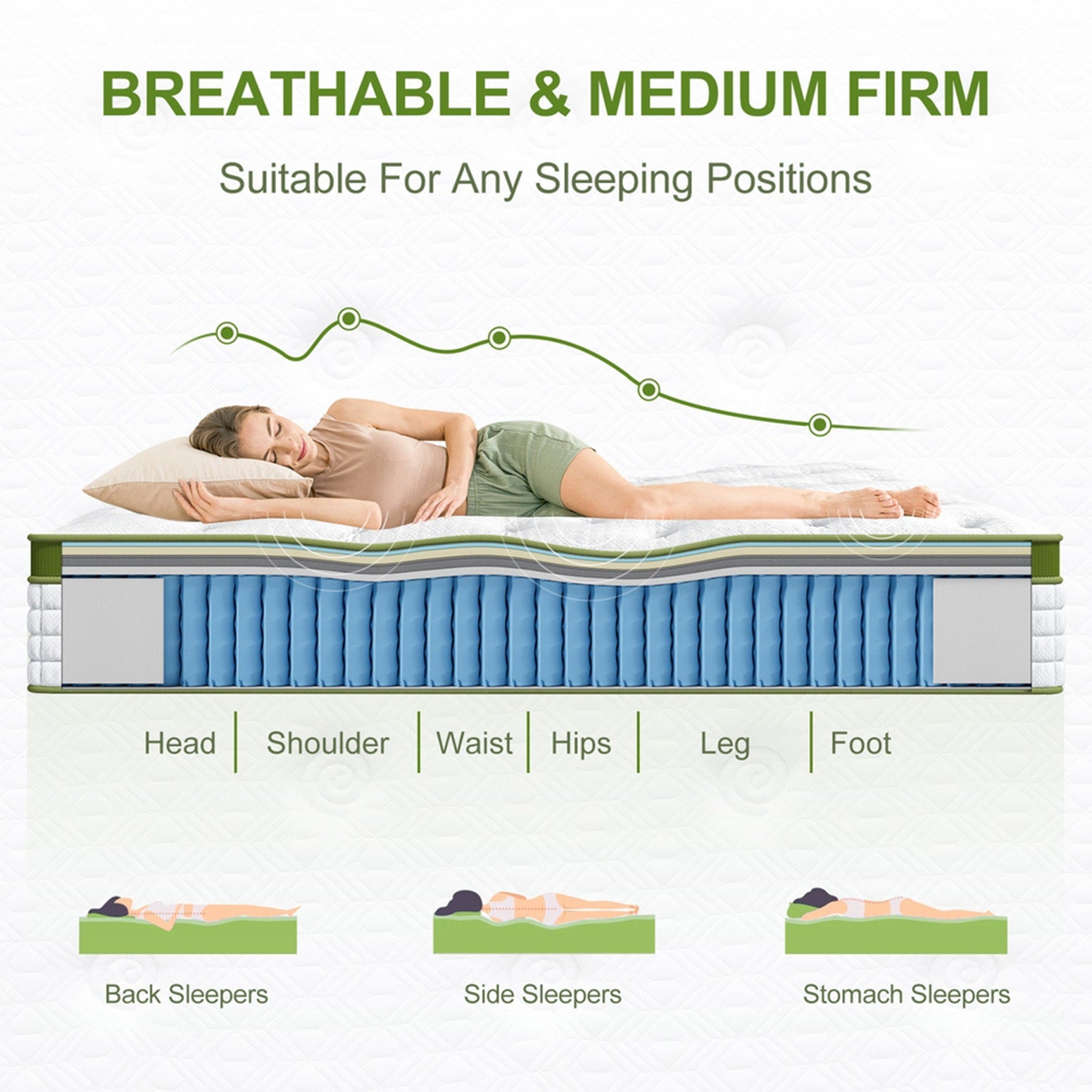 Artiss Double Bed Frame Platform White PVC Leather Hybrid Mattress Modern-5