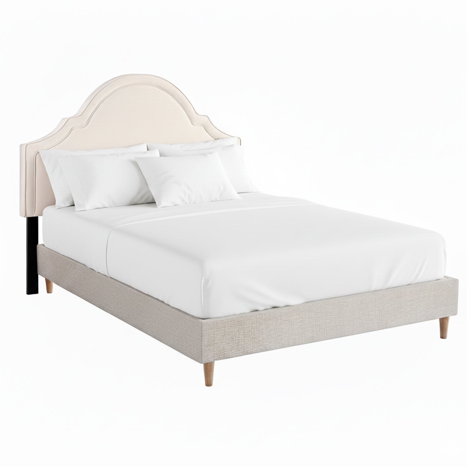 Artiss Queen Bed Frame with Storage Scalloped Velvet Headboard Wooden Platform Base-6