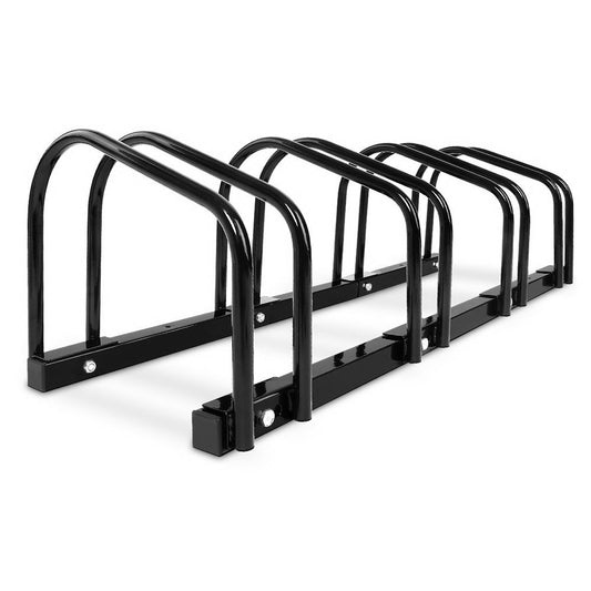 Weisshorn 4 Bike Stand Rack Bicycle Storage Floor Parking Holder Cycling Black-0