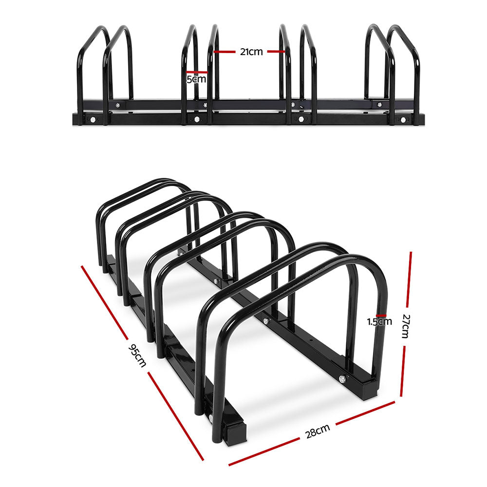 Weisshorn 4 Bike Stand Rack Bicycle Storage Floor Parking Holder Cycling Black-1