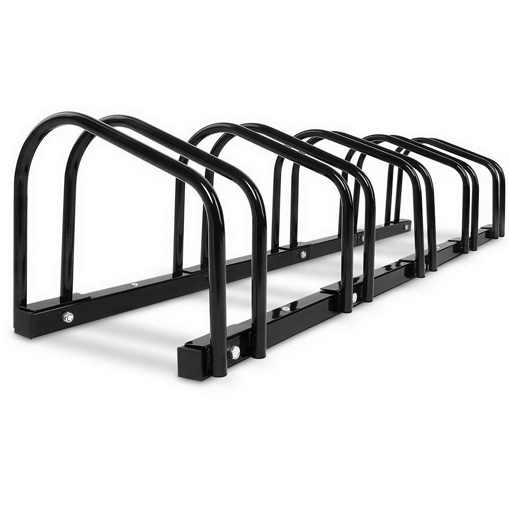 Weisshorn 5 Bike Stand Rack Bicycle Storage Floor Parking Holder Cycling Black-0