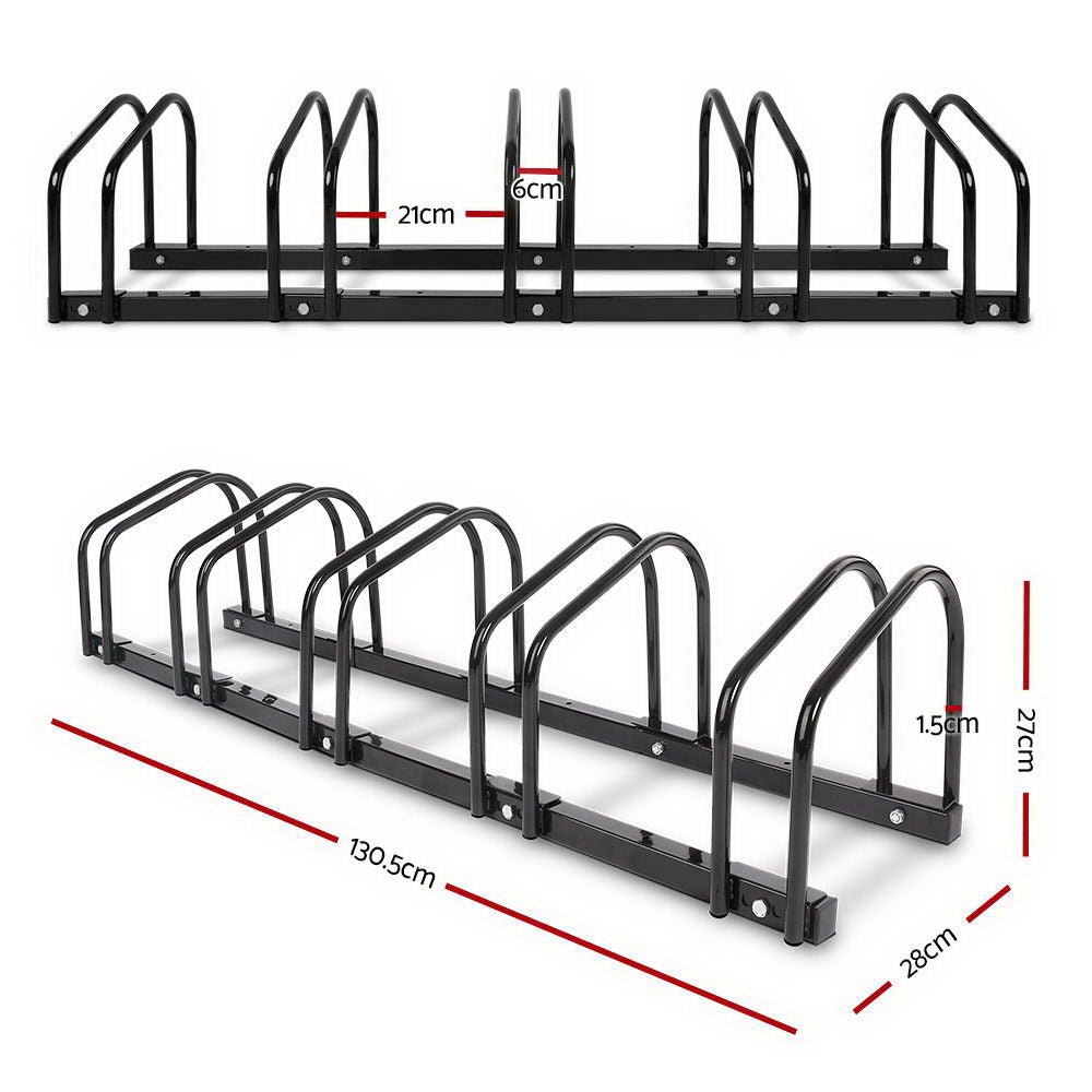 Weisshorn 5 Bike Stand Rack Bicycle Storage Floor Parking Holder Cycling Black-1