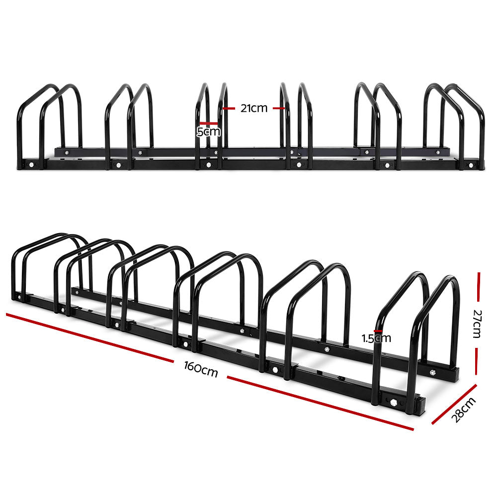 Weisshorn 6 Bike Stand Rack Bicycle Storage Floor Parking Holder Cycling Black-1