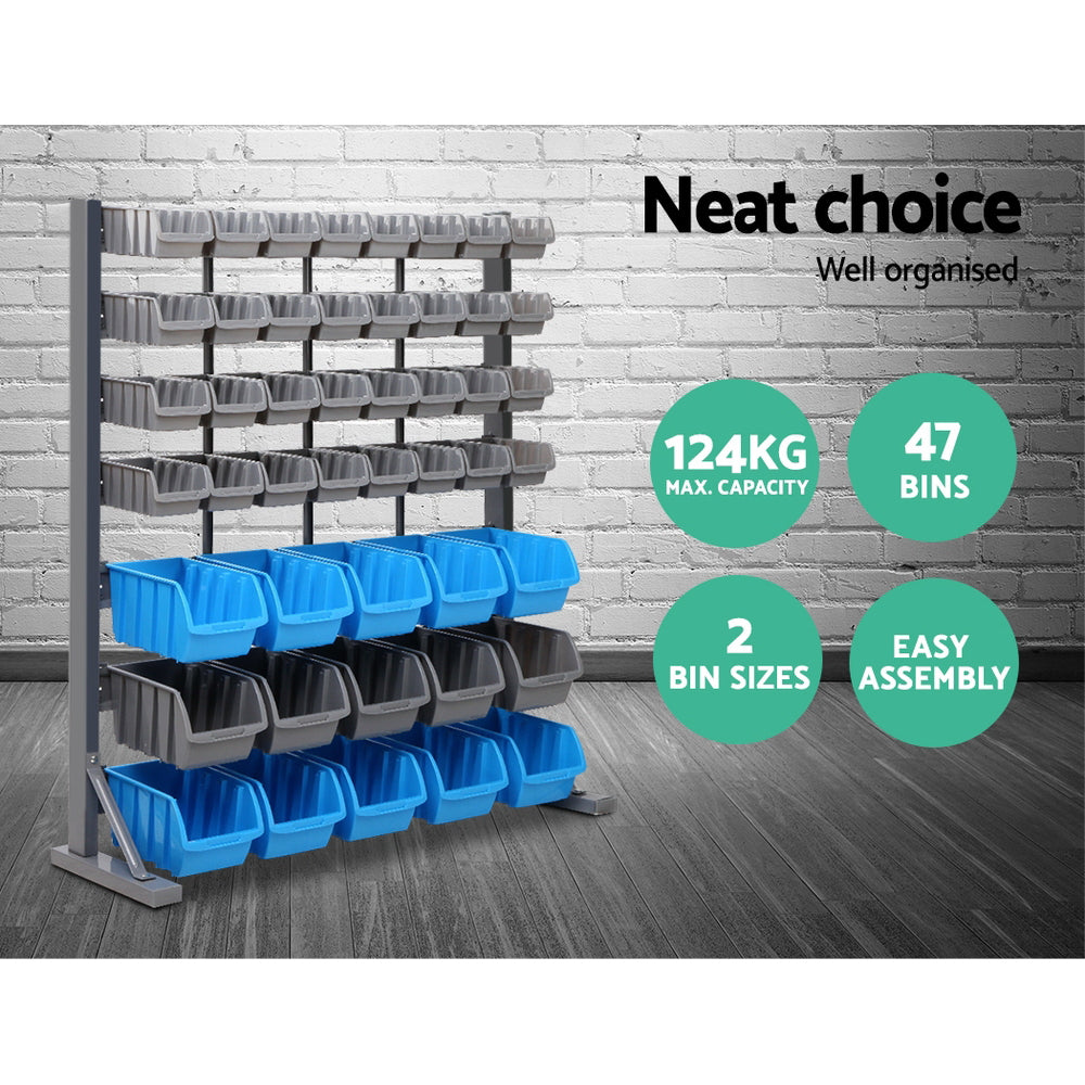 Giantz 47 Storage Bin Rack Free Stand Steel Stand-2