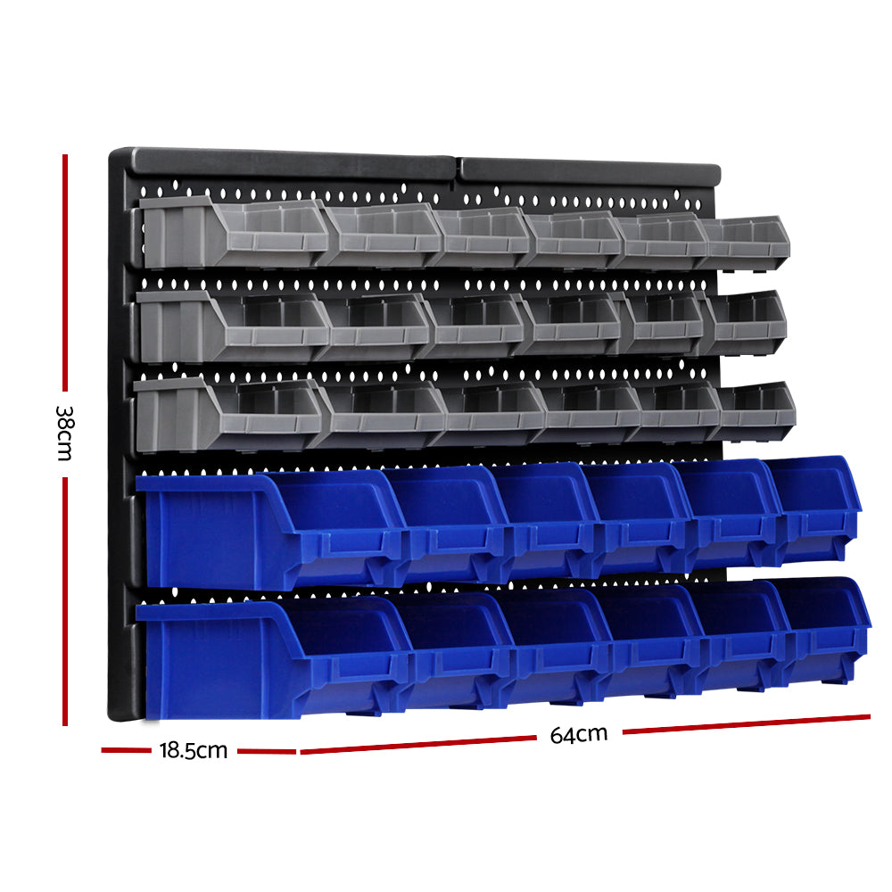 Giantz 30 Storage Bin Rack Wall Mounted-1