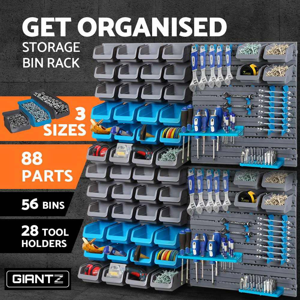 Giantz 88 Storage Bin Rack Wall Mounted-2