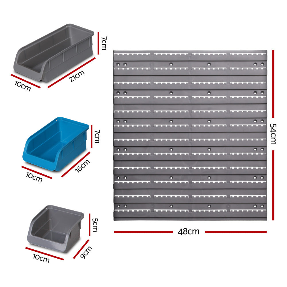 Giantz 48 Storage Bin Rack Wall Mounted Steel Board-1