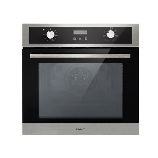 Devanti Electric Built In Wall Oven 80L Convection Grill Ovens Stainless Steel-0