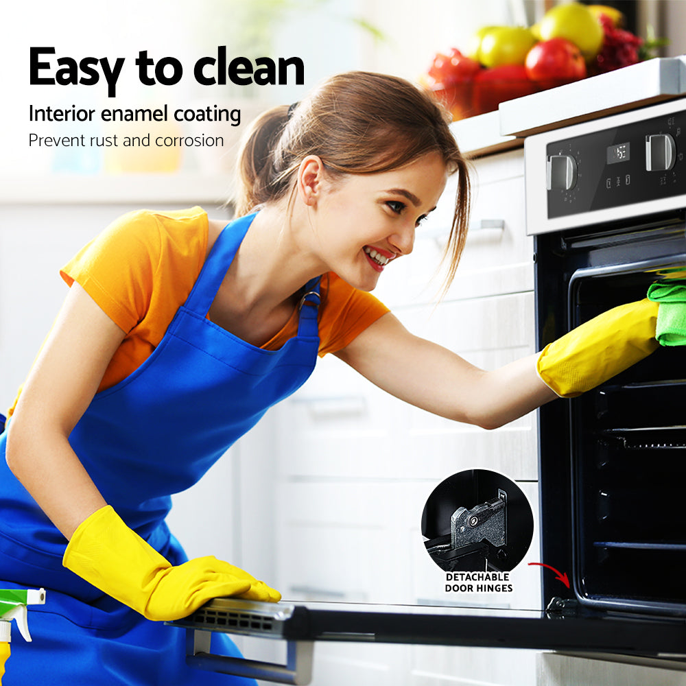 Devanti Electric Built In Wall Oven 80L Convection Grill Ovens Stainless Steel-5