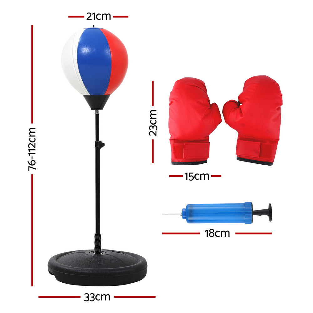 Everfit Kids Punching Bag Stand Set Adjustable 76-112cm with Gloves & Pump-1