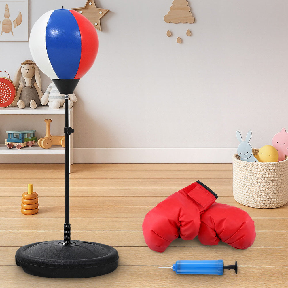 Everfit Kids Punching Bag Stand Set Adjustable 76-112cm with Gloves & Pump-6