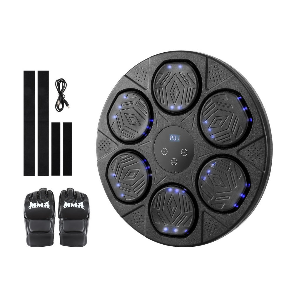 Everfit Music Boxing Machine Bluetooth Wall-Mounted Punch Target with LED Display & Gloves-0