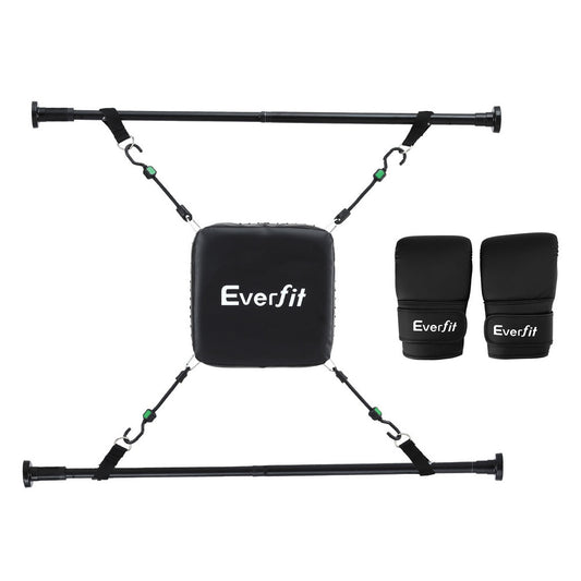 Everfit Doorway Punching Bag Adjustable Apartment Friendly with Boxing Gloves Black-0