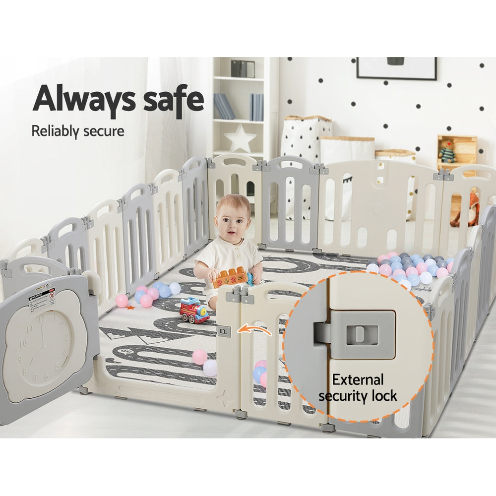 Keezi Baby Playpen 20 Panels Foldable Toddler Fence Safety Play Activity Centre-4