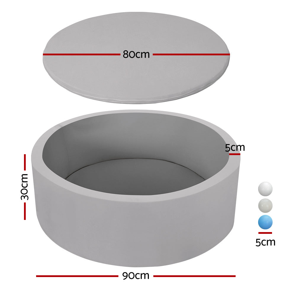 Keezi Kids Ball Pit 90x30cm Ocean Foam Play Pool Barrier Toys Children Grey-1