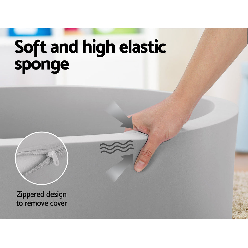 Keezi Kids Ball Pit 90x30cm Ocean Foam Play Pool Barrier Toys Children Grey-4