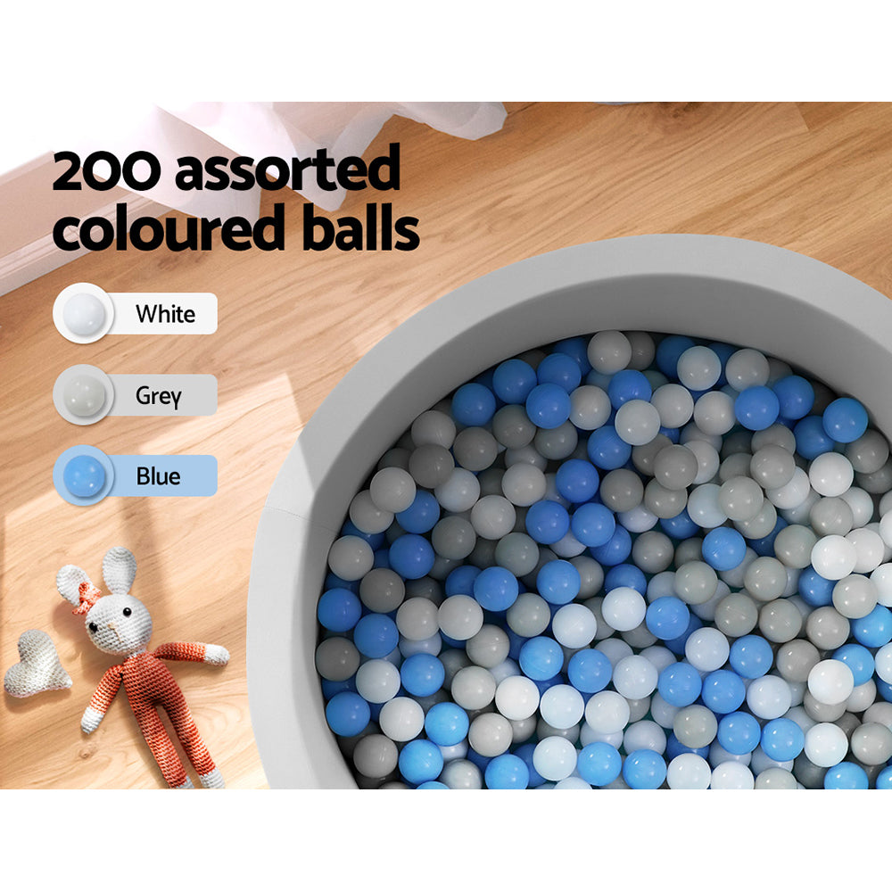 Keezi Kids Ball Pit 90x30cm Ocean Foam Play Pool Barrier Toys Children Grey-5
