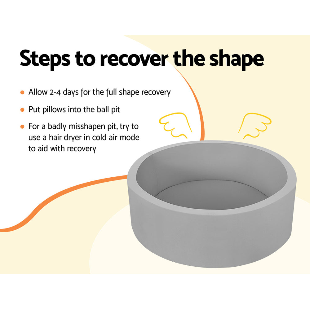 Keezi Kids Ball Pit 90x30cm Ocean Foam Play Pool Barrier Toys Children Grey-6