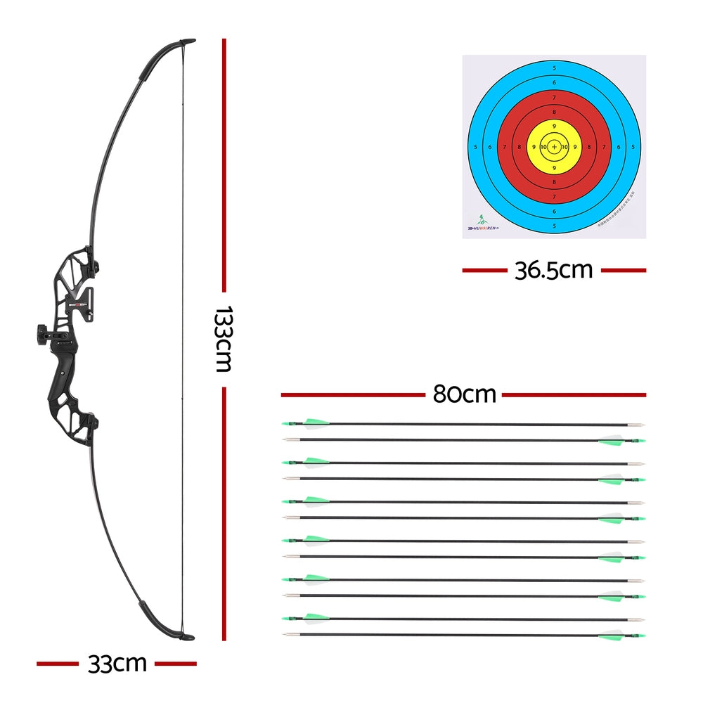 Everfit 55lbs Bow Arrow Set Recurve Takedown Archery Hunting for Beginner Green-1