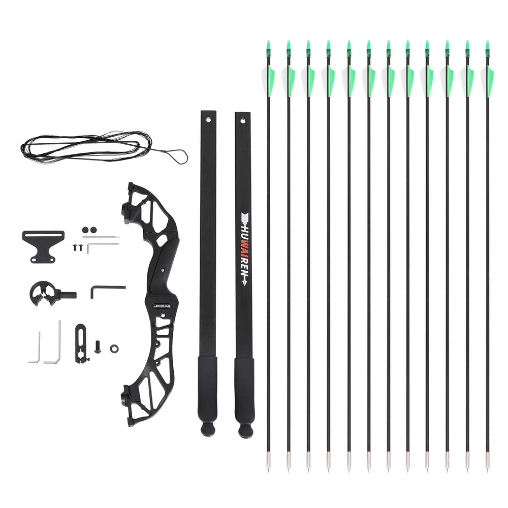 Everfit 55lbs Bow Arrow Set Recurve Takedown Archery Hunting for Beginner Green-2