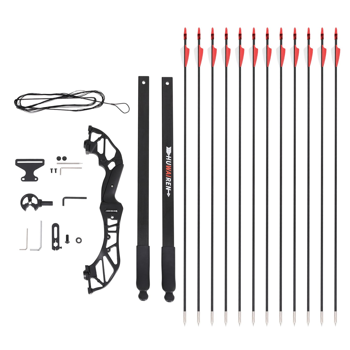 Everfit 55lbs Bow Arrow Set Recurve Takedown Archery Hunting for Beginner Red-2