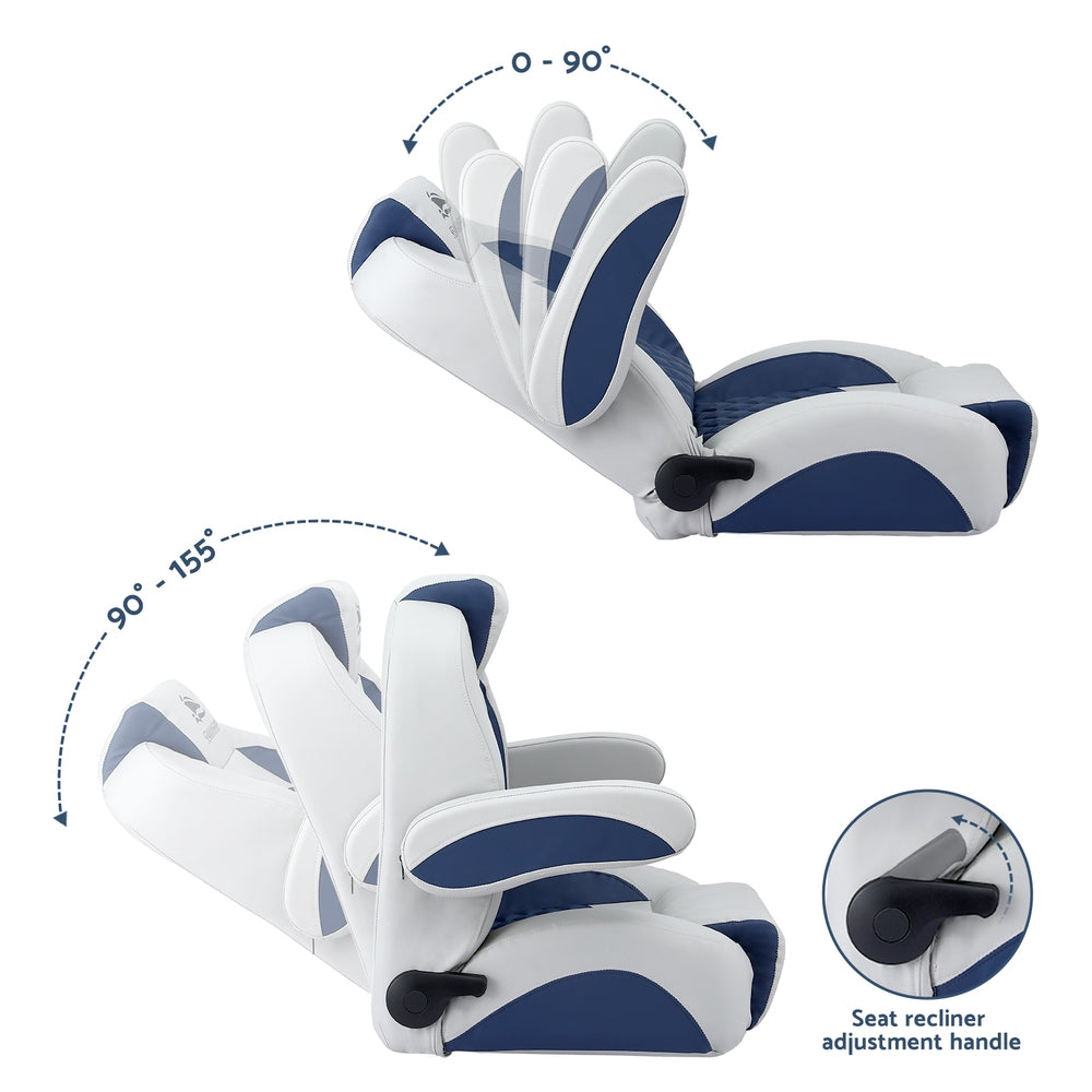 Seamanship Reclining Captain Boat Seat 90°-155° Recline, 19cm Thick Cushion-4